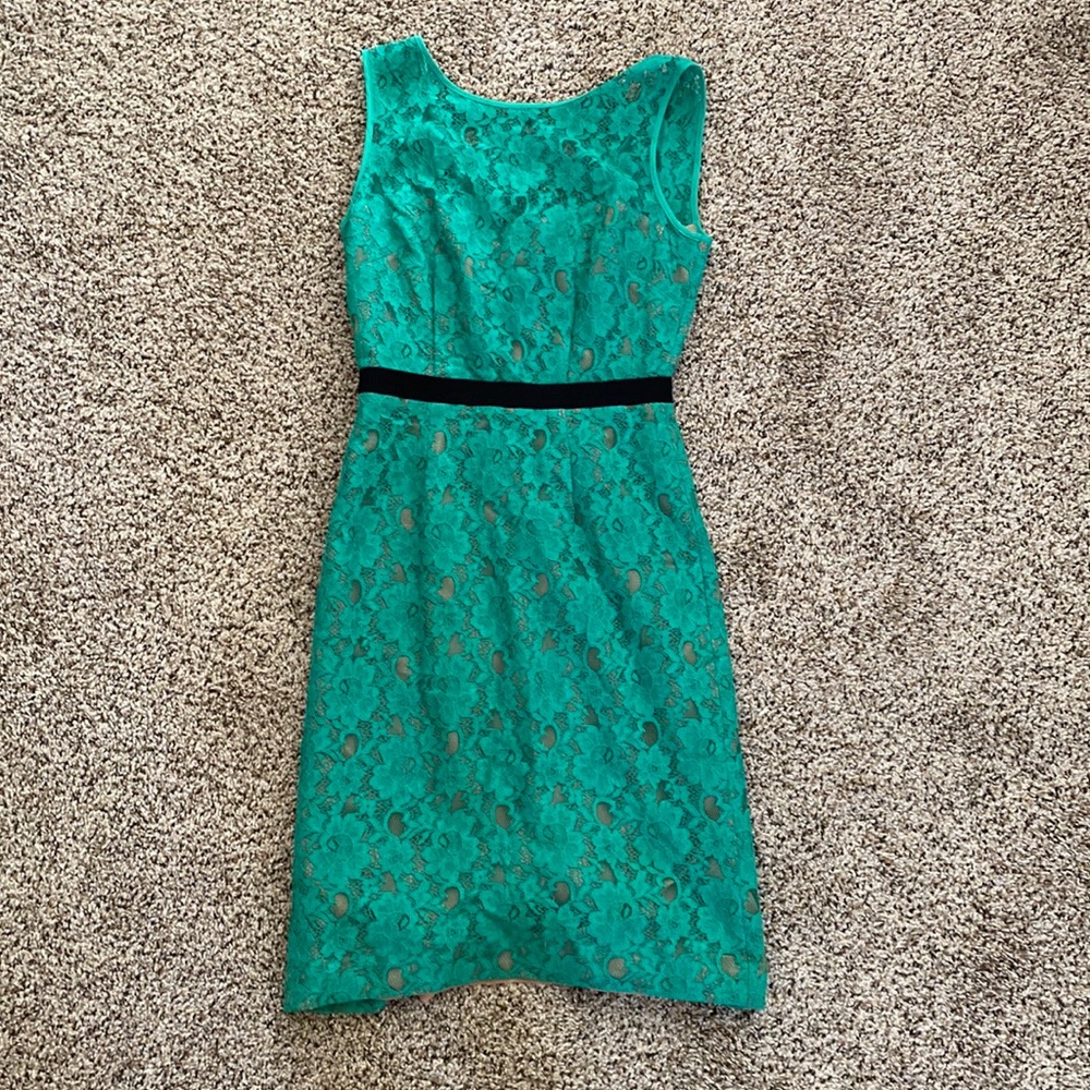 BCBG MaxAzria green lace formal dress